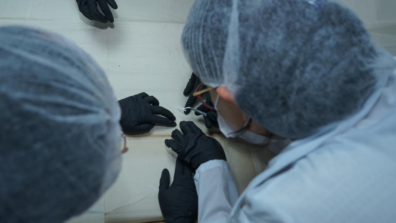 Equipo de conservación trabajando